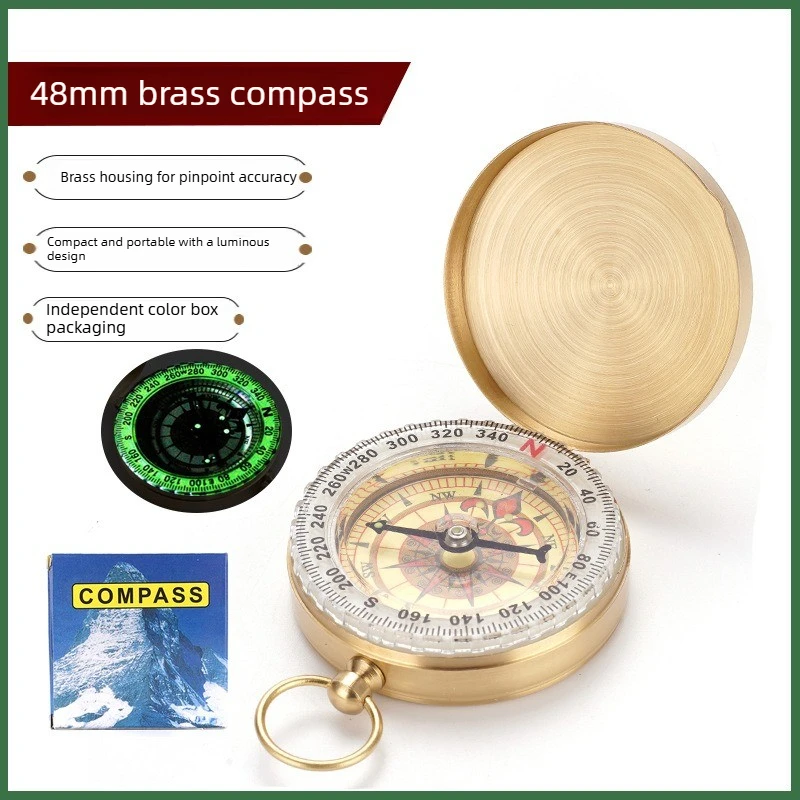 Pure copper compass G50 pocket watch flip cover compass outdoor hiking multifunctional with cover night light compass wholesale