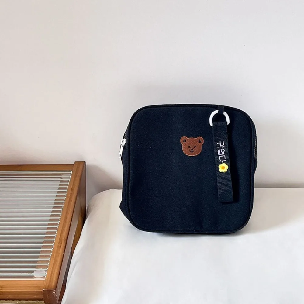 

Sweet Bear Cartoon Backpack Square Canvas Children School Bag Small Korean Style Cute Shoulder Bag Children