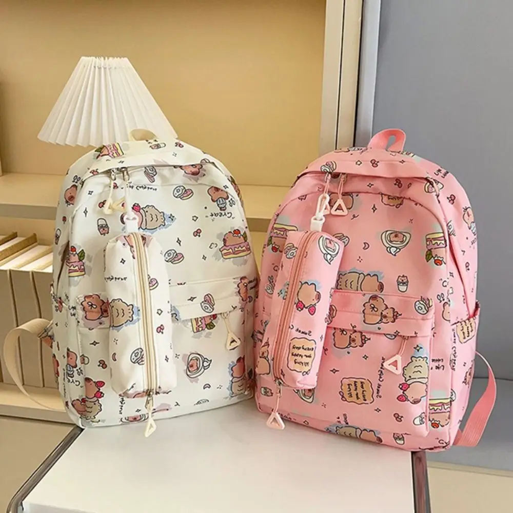 Высококачественный нейлоновый рюкзак с капибарой, легкий школьный рюкзак с капибарой, водонепроницаемый рюкзак для облегчения нагрузки, рюкзак для школы