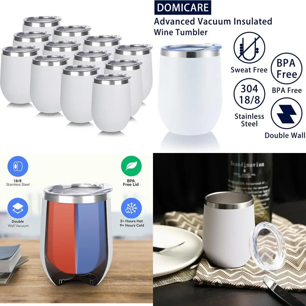 

Bulk Pack of 12 Personalized Stainless Steel Insulated Tumblers with Lids, 12oz Travel Coffee Mugs