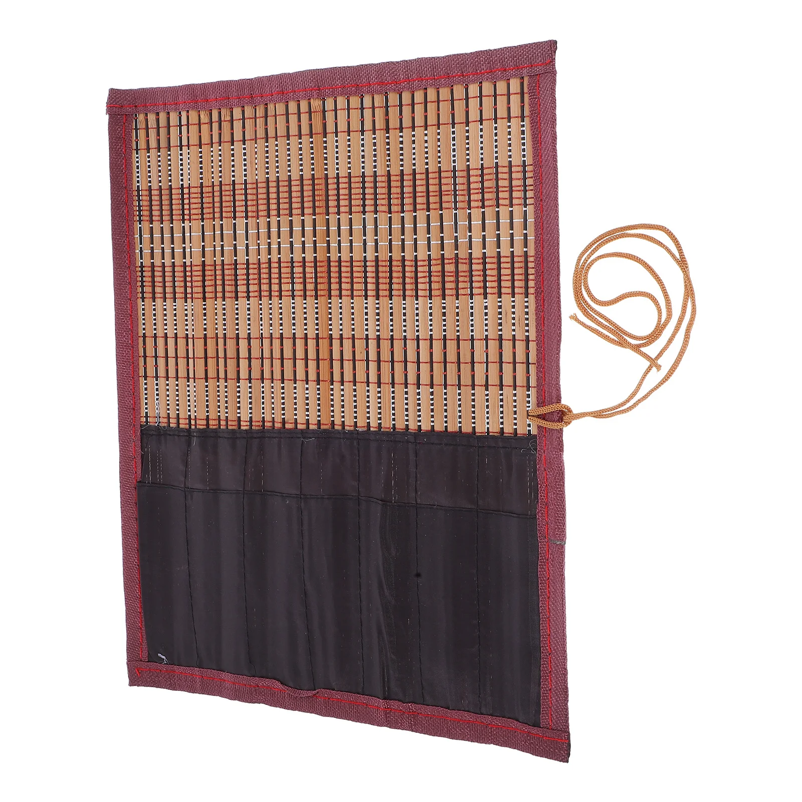 

Large Capacity Bamboo Rollup Pencil Case Canvas Art Tool Organizer for Calligraphy Watercolor Brushes Storage Brush