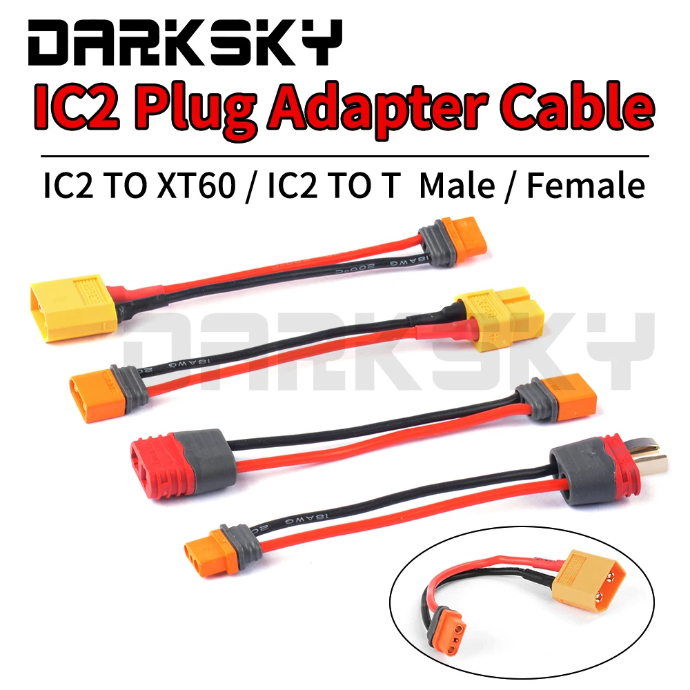 1PCS XT60 To IC2 / T To IC2 Adapter Cable Plug Male/Female Replacement Parallel Connector For RC Model Car Lithium Battery ESC