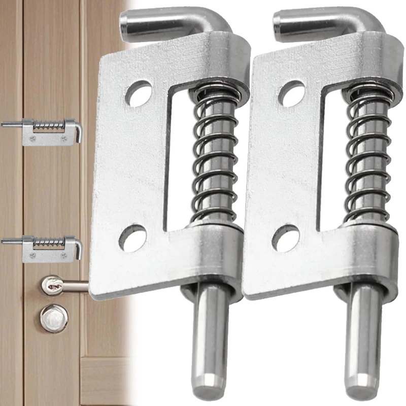 Stainless Steel Spring Loaded Latch Pin Barrel Lock Cabinet Door Bolts Fixing Latches Gate Shed Window Security Hinges  Hardware
