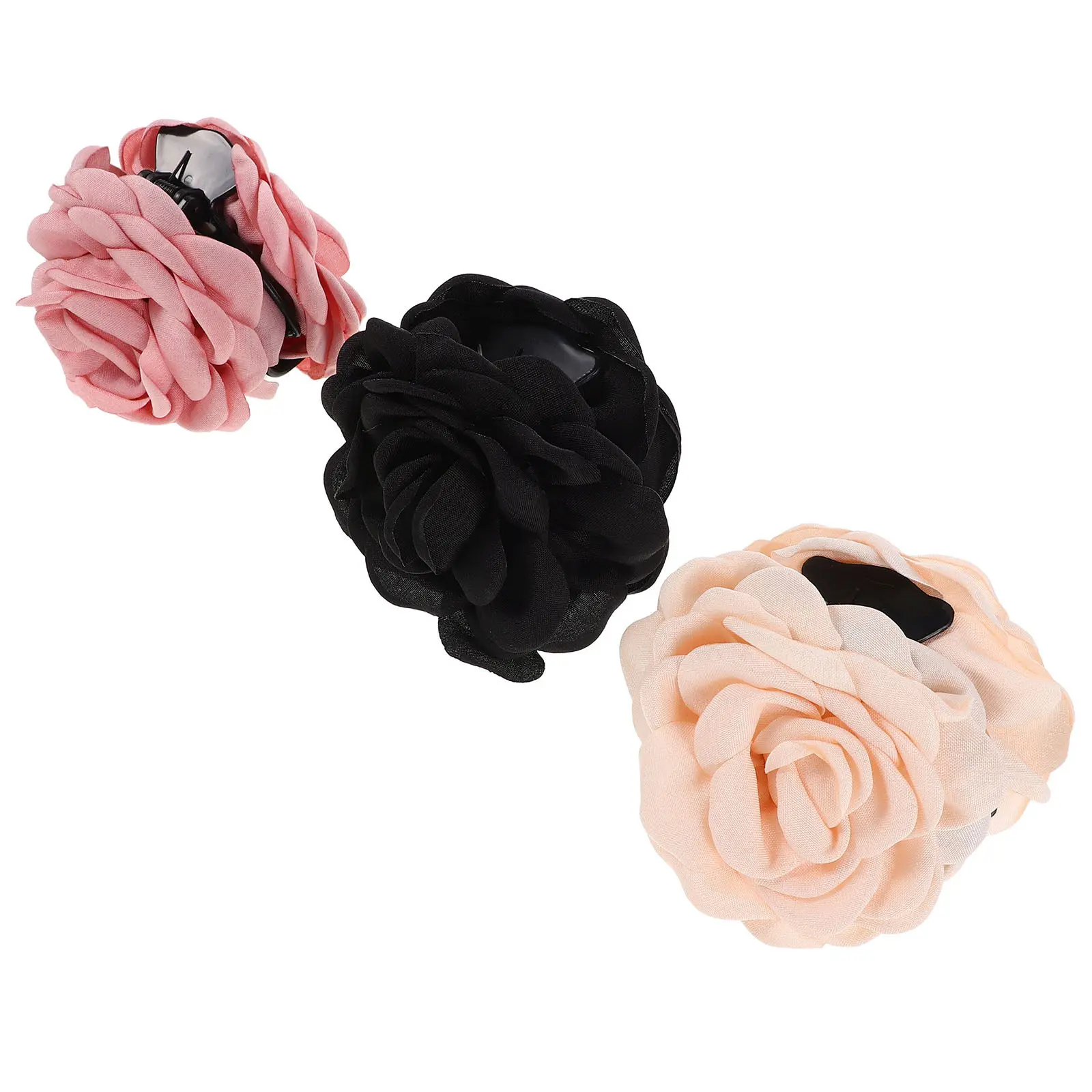 

3Pcs Flower Hair Grips Large Rose Claw Clips Lightweight Secure Grip for Daily Wear Wedding Beach Vacation Summer Floral