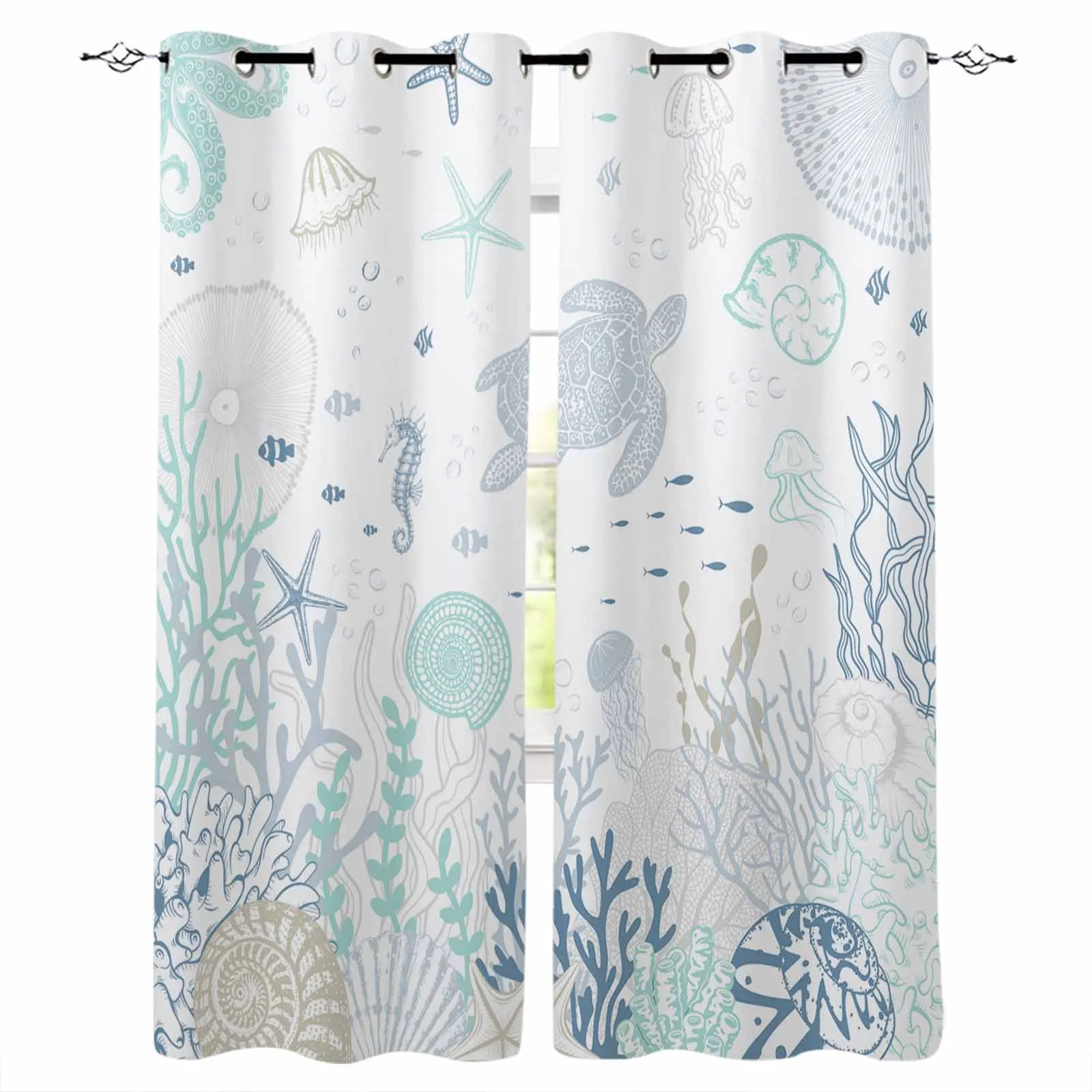 

Marine Coral In Summer Living Room Bedroom Elegant Curtains For Kitchen The Room Window Treatments Drapes