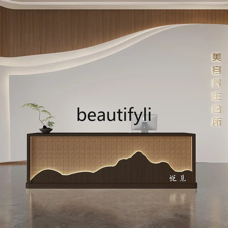 

Wabi Bar B & B Hotel Clubhouse Front Desk Beauty Salon Foot Bath Front Desk Rattan checkout pageQQQ