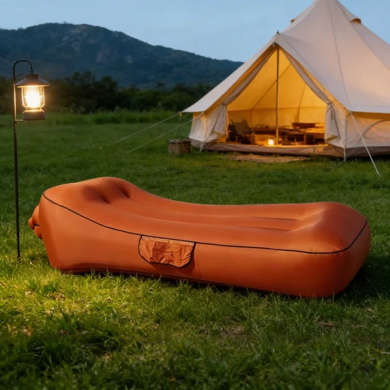 Newly Upgraded L-Shaped Inflatable Sofa Lounge Chair, Portable Air Cushion Sofa for Outdoor Camping, Beach Lounge Chair Air Sofa