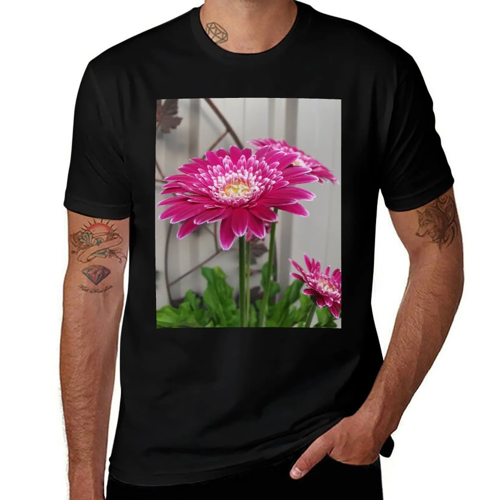 Pink Gerberas T-Shirt Basic Breathable Solid Color T-Shirt