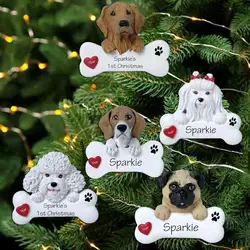 Ciondolo per cani scrivibile con superficie motivo a osso e cane decorazione per albero di natale ciondolo per cani con benedizione creativa regalo di decorazione natalizia