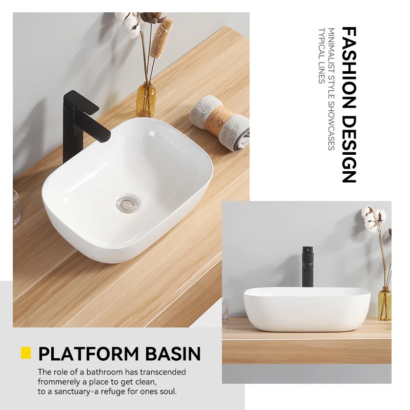 Oval square round washbasin Mini ceramic washbasin Side drainage basin Single basin Top basin