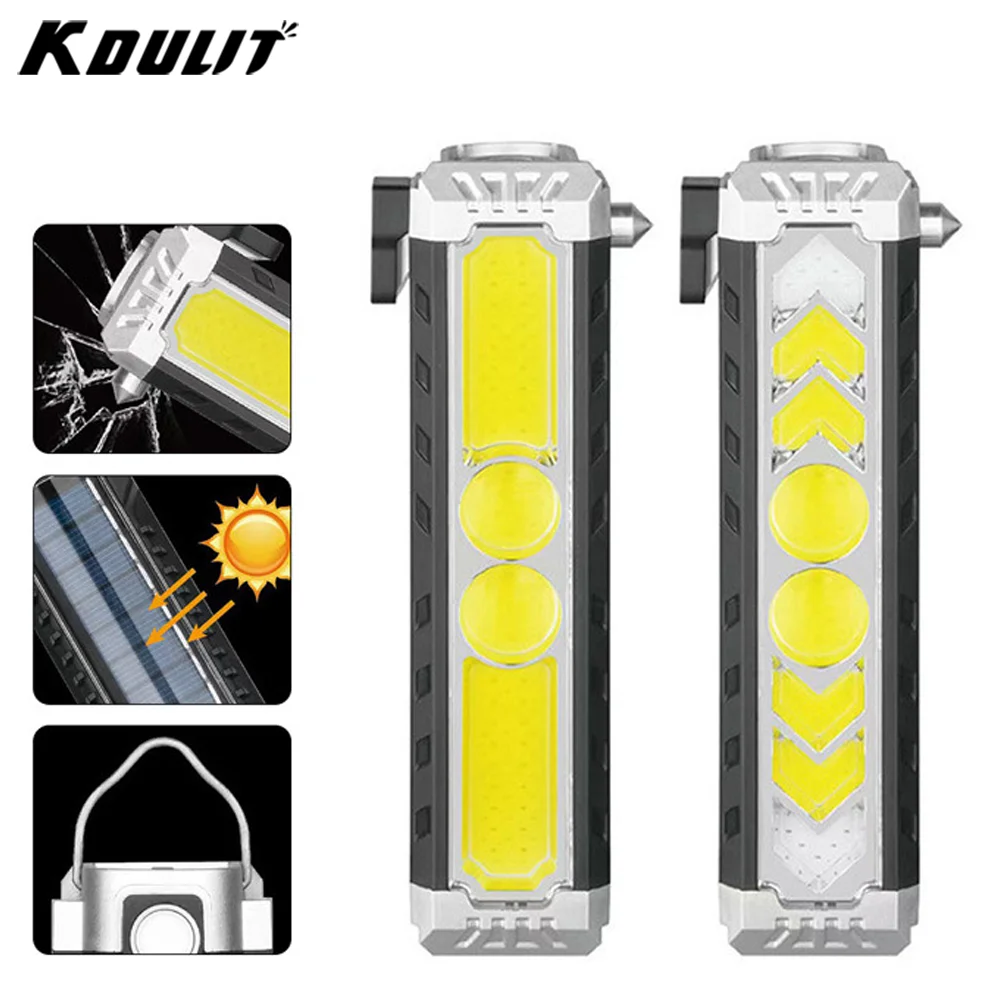 KDULIT Multifunctional LED Flashlight USB Rechargeable Torch Powerful Light with Magnetic/Hook Outdoor Emergency Working Lantern