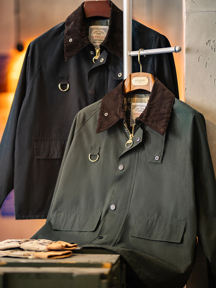Spring 2026 Men's Short Fishing Jacket Loose Fit Workwear Style Zipper Decorated Cotton Blend Retro Hunting Coat Outerwear