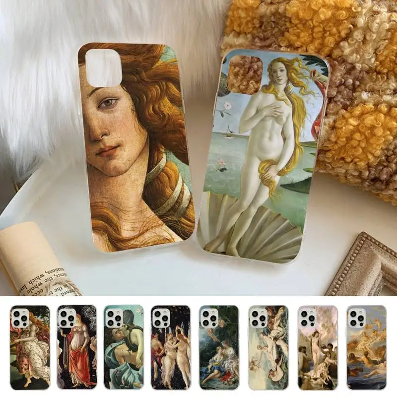 Art Painting The Birth Of Venus Phone Case for iPhone 11 12 13 Mini Pro Max 8 7 6 6S Plus X 5 SE 2020 XR XS Case shell