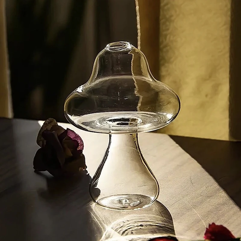 مزهرية فطر إبداعية مزهرية زجاجية شفافة للزراعة المائية ديكور منزلي تتميز بزخرفة مزهرية للعلاج العطري #4