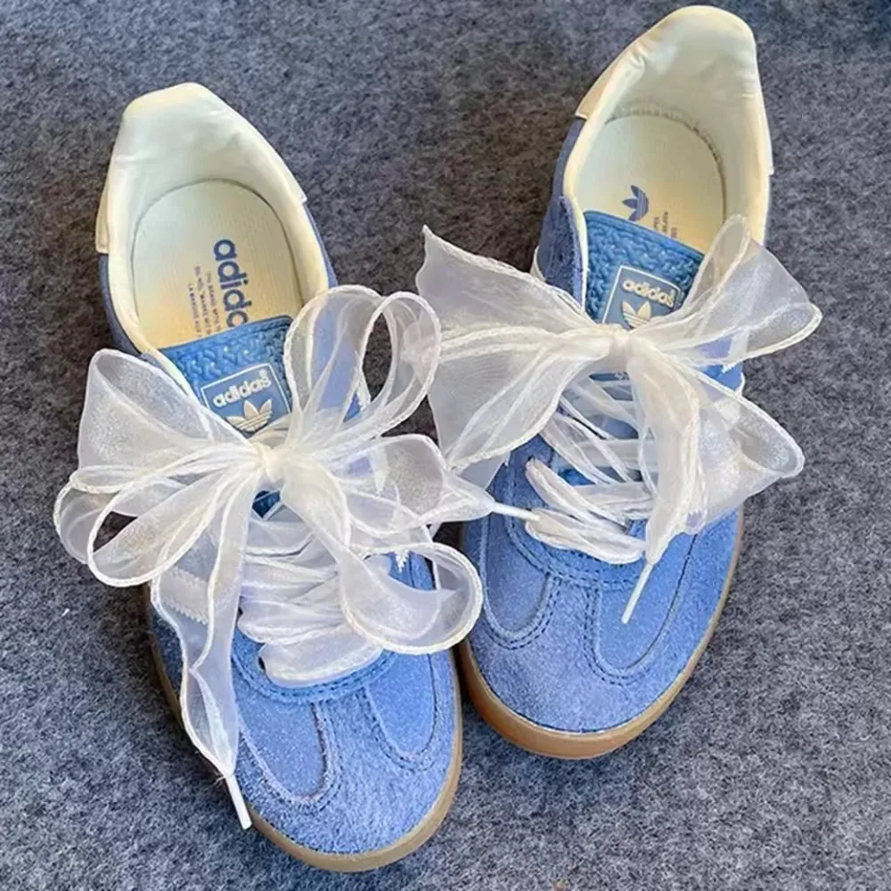 1Pair 100cm Organza Ribbon Flat Shoelaces Bowknot Decor Replacement Laces For Sneakers Canvas Sports Boots