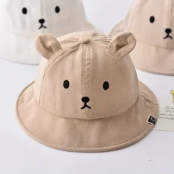 Cute Bear Baby Bucket Hat with Ears Boy Girl Cotton Kids Sun Hat Outdoor Summer Child Panama Cap 3-24 Months