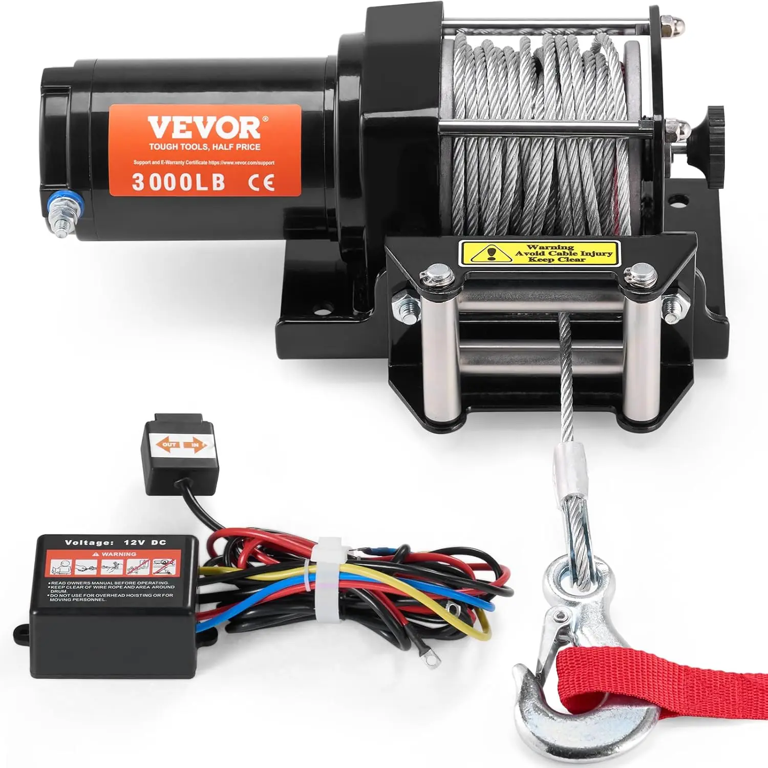 

ATV Winch 3000 lb Electric Winch 12V Small ATV UTV Winch with 3 16 in x 39 ft Steel Cable Roller Fairlead Wired Remote Control