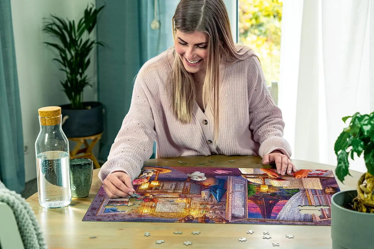 Quebra-cabeça de papel adulto relaxante banheira cena quebra-cabeça 300/500/1000 peças família relaxante jogo cérebro casa sala estar decoração