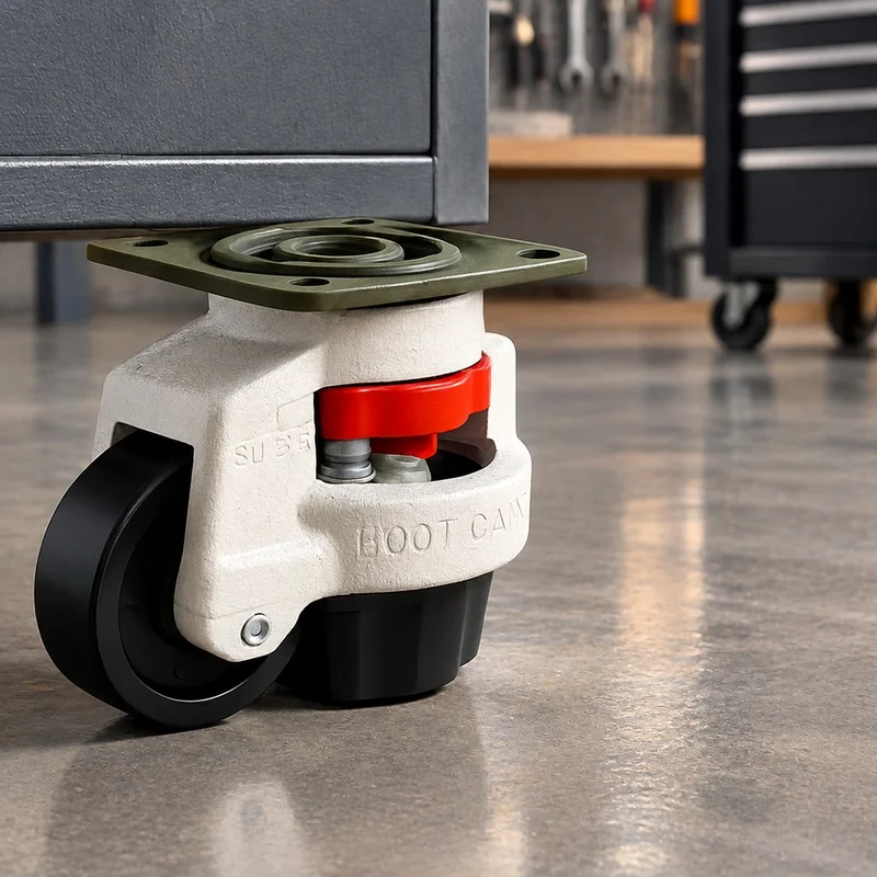 Durable Workbench Caster with Height Adjustment and Slip-Resistant Wheels for Industrial Machinery