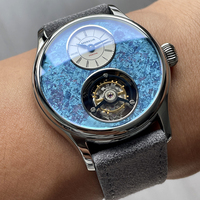 Merkur 100% Tourbillon Watch Men's Titanium Ice Flower Dial Sapphire Watch For Men Mechanical Wristwatches Relogio Masculino