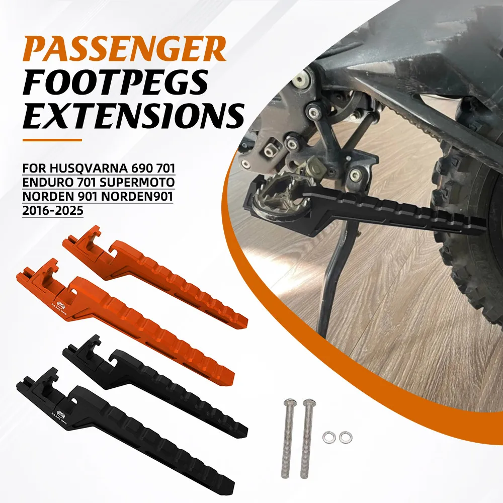Passenger Foot Peg Extensions Extended Footpegs For Husqvarna 690 701 ENDURO 701 SUPERMOTO NORDEN 901 NORDEN901 2016-2024 2025