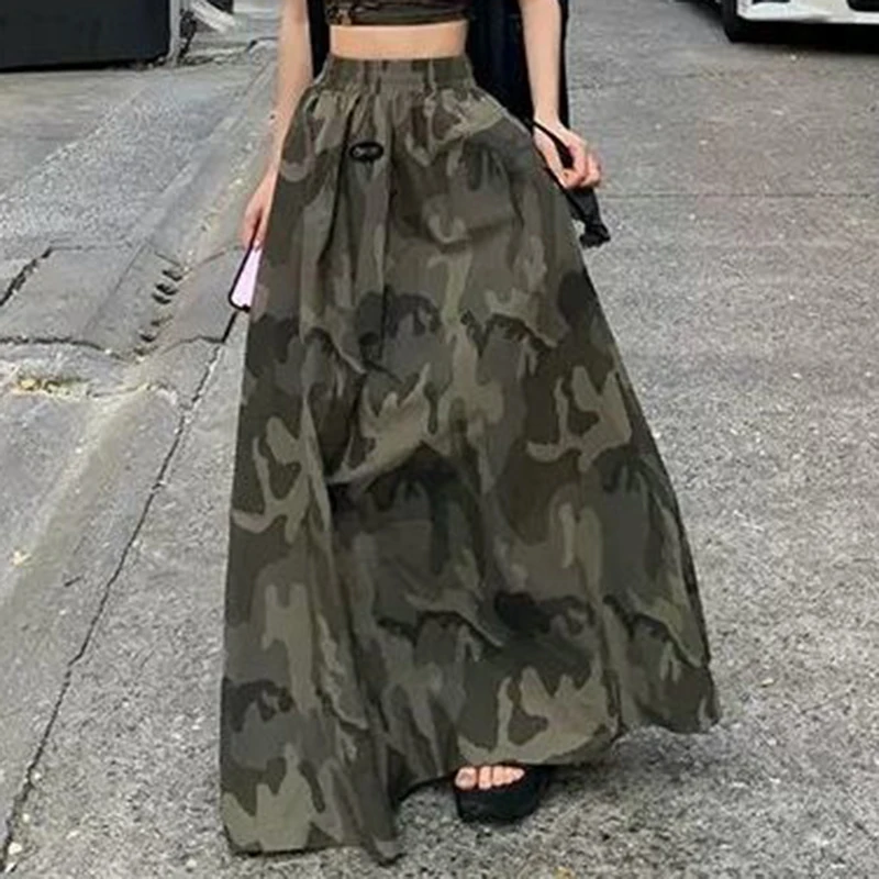 

Women's clothing set, haute couture, summer sleeveless vest, large skirt hem, camouflage half skirt korean style