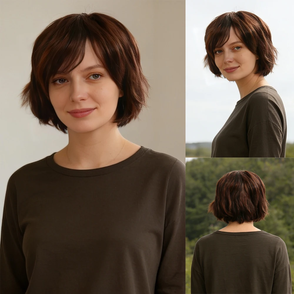 

Fashion Synthetic Short Curly Wig for Women, Natural Look, Heat Resistant Fiber Hairpiece, Cosplay Party Daily Use