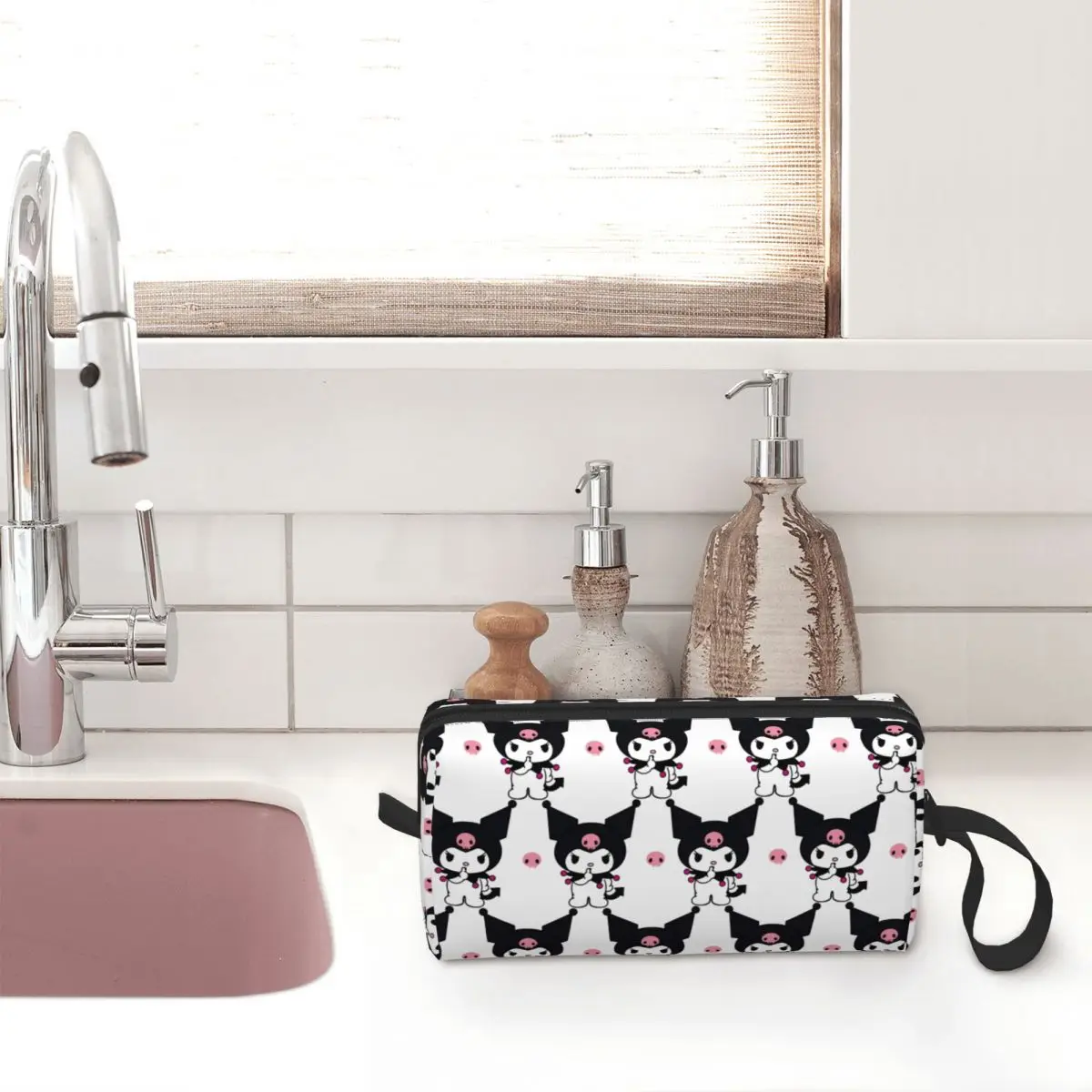 Kawaii Kuromi Makeup Bag Pouch Cosmetic Bag for Men Women Sanrio Merch Toiletry Bags Accessories Organizer