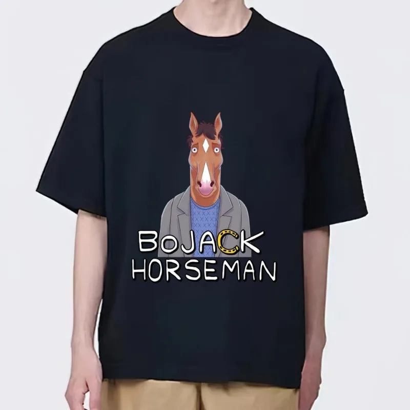 Cartoon B-BoJack H-Horsemans T Shirt Men Couple Combination Clothes Short Sleeve Collar Fashion woman Cotton