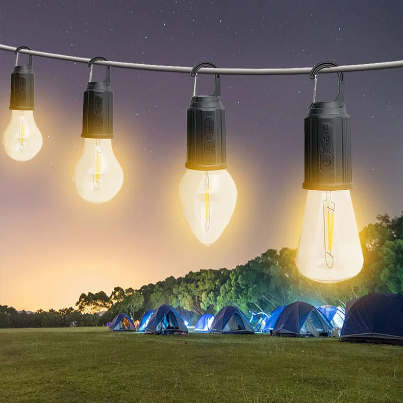 Outdoor Tent Lights Campsites Outdoor USB Rechargeable Tungsten Filament Lights Household Emergency Light Bulbs Camping Lights