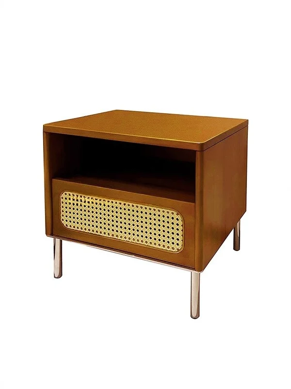 

Simple medieval retro rattan bedside table