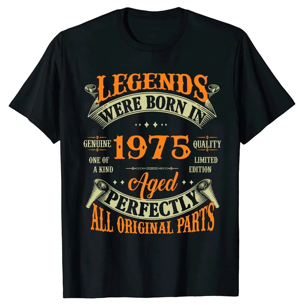 Novelty Awesome Vintage Legends Born In 1975 49 Years Old T Shirts Graphic Cotton Streetwear Short Sleeve Birthday Gifts T-shirt