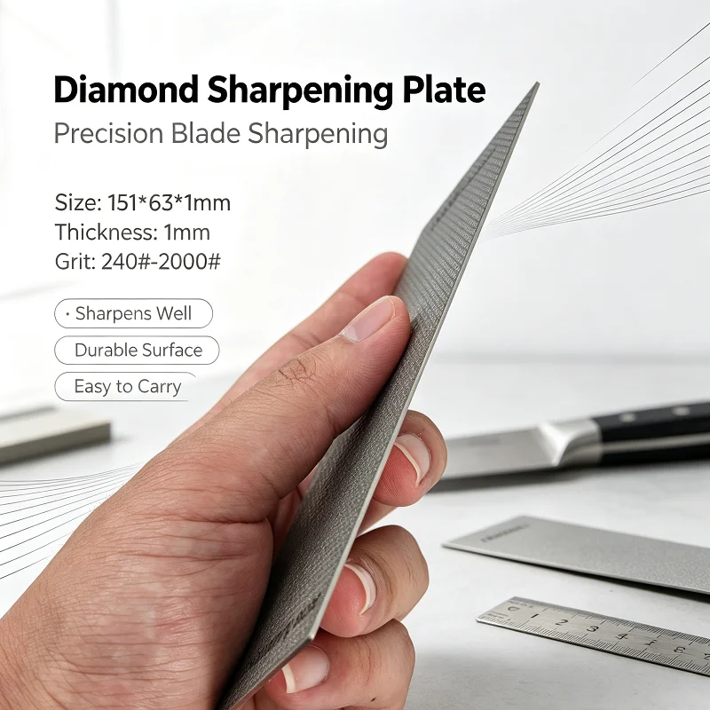 240#-2000# Grit Ultra-thin Diamond Whetstone 151*63*1mm Starry Surface Kitchen Knife Sharpener