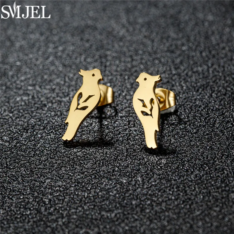 الأزياء الذهبي الفولاذ المقاوم للصدأ الحيوان الأقراط للنساء لطيف البطريق القرش القط الأغنام قرط الاذن المرصع المجوهرات اليومية صديق الهدايا