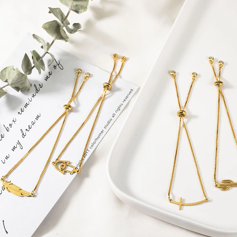 

Стильный браслет-цепочка женский цвета: золотистый, серебряный, Famati, ручной крест, кактус, перо, браслет «Древо жизни», подарок на годовщину, рука Joias