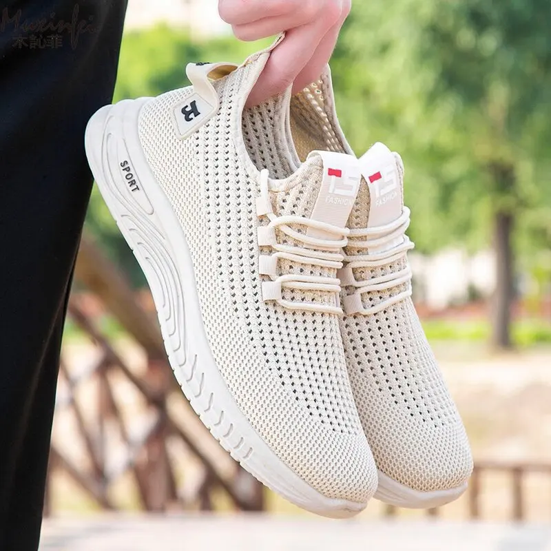 

Мужские летние повседневные дышащие сетчатые модные спортивные туфли с мягкой подошвой, нескользящие кроссовки для бега, легкие, размеры 39-45