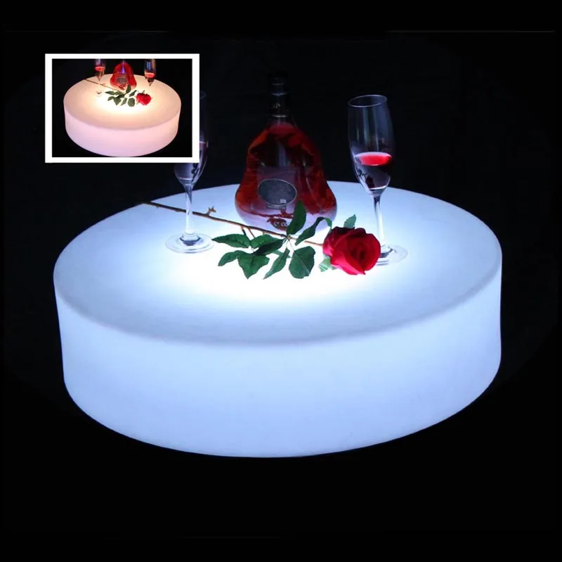 LED Bar Furniture Illuminated Coffee Table for Event Party,Wedding, Outdoor Decorative Coffee Table, D60H16cm or D66H16cm,1Pc