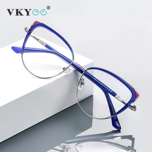 VICKY, nueva moda, gafas antiluz azul, gafas planas populares, monturas de ojo de gato, gafas de lectura personalizables para mujer 3124