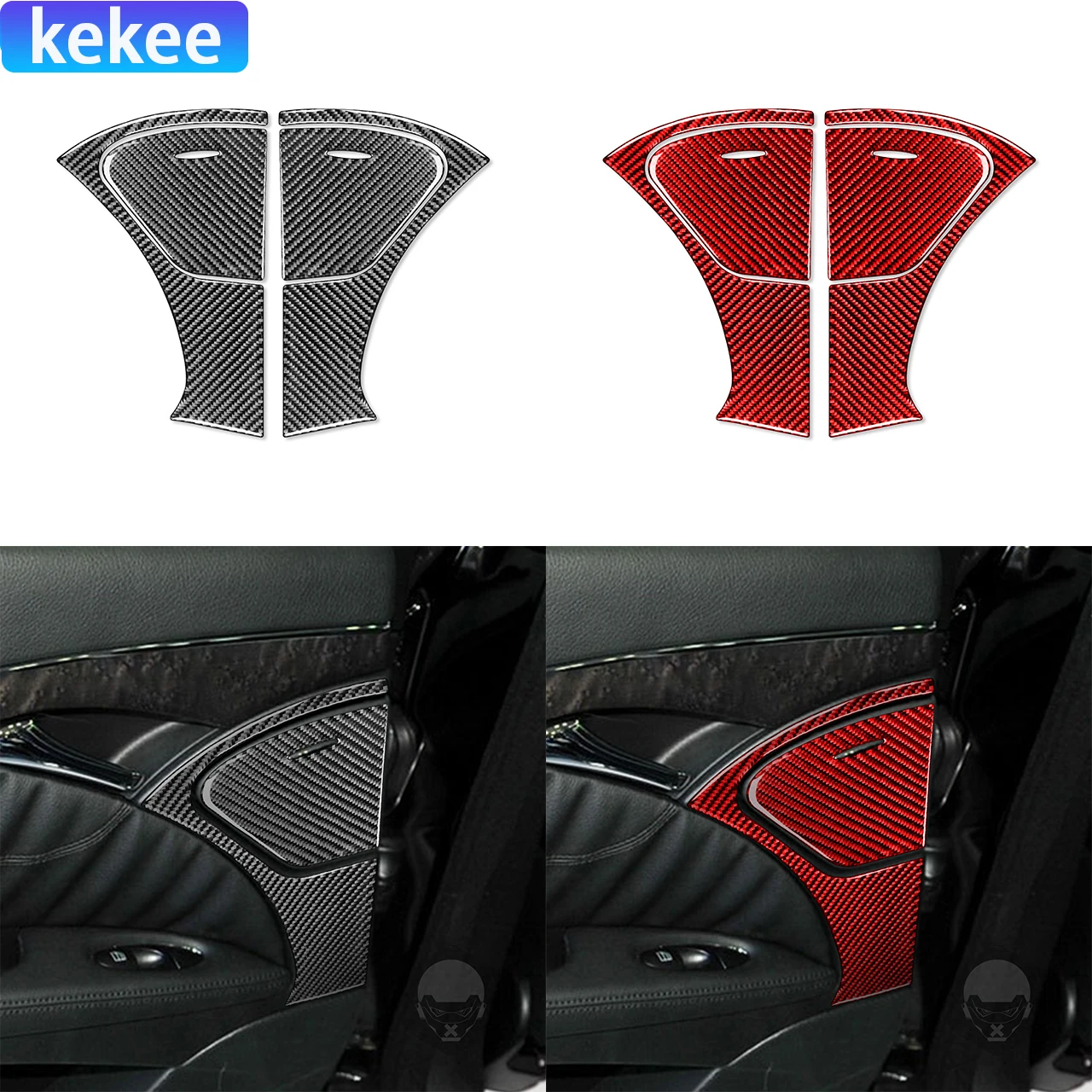 For Mercedes Benz E-Class W211 Accessories 2003-2009 Rear Ashtray Set Trim Real Carbon Fiber Cover Stickers Car Interior