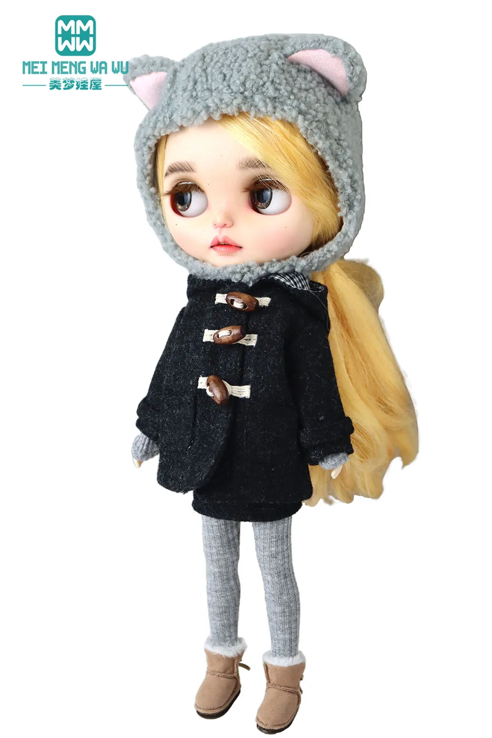 New Blyth Doll clothes Azone Fashion woolen trench coat Fleece jacket Toys Gift