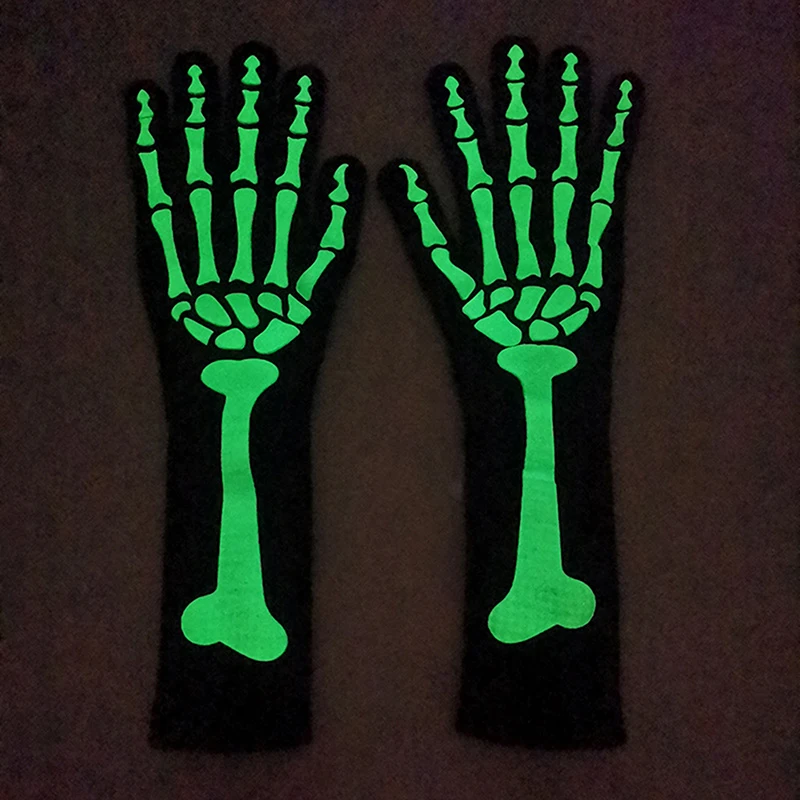 Fashion Halloween Skeleton Ghost Gloves Hat Creative Luminous Half Finger Full Fingers Print Warm Breathable Gloves Gifts