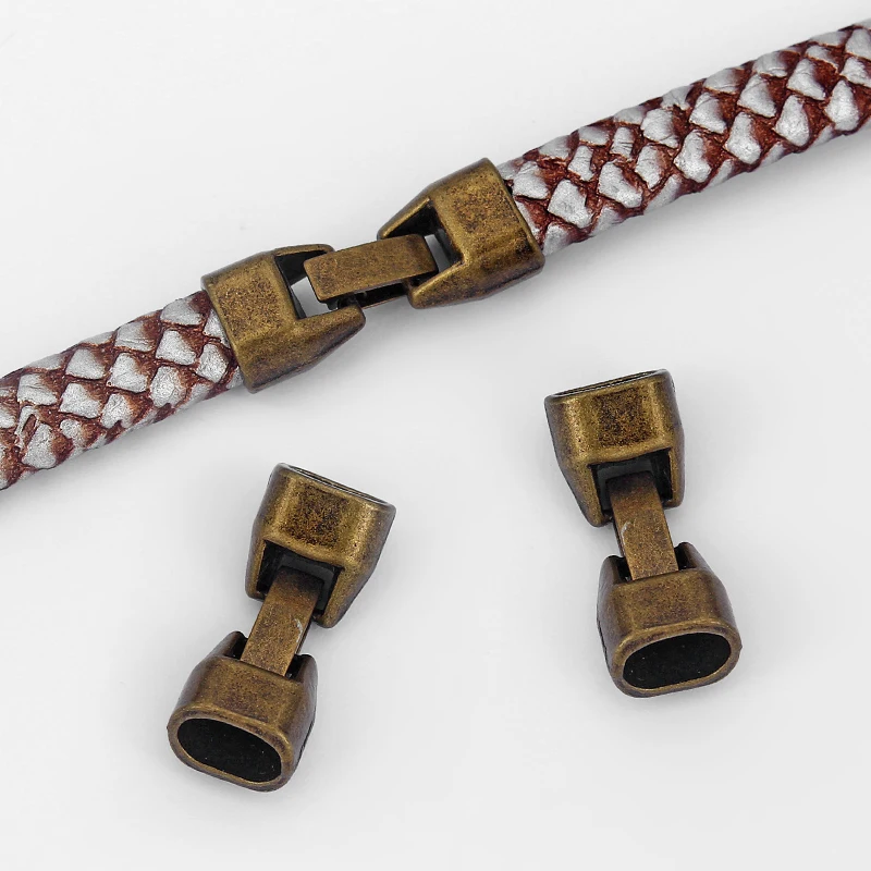 5Set Alloy End cap Snap Connectors Clasps For 10*7mm Licorice Leather Cord Bracelet Making Findings DIY Jewelry Making Materials