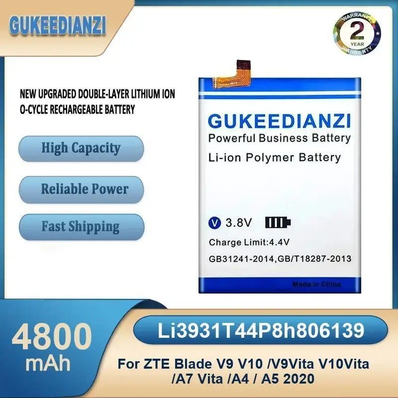 

Li3931T44P8h806139 4800mAh High Capacity Mobile Phone Battery For ZTE Blade V9 V10 /V9Vita V10Vita /A7 Vita /A4 / A5 2020
