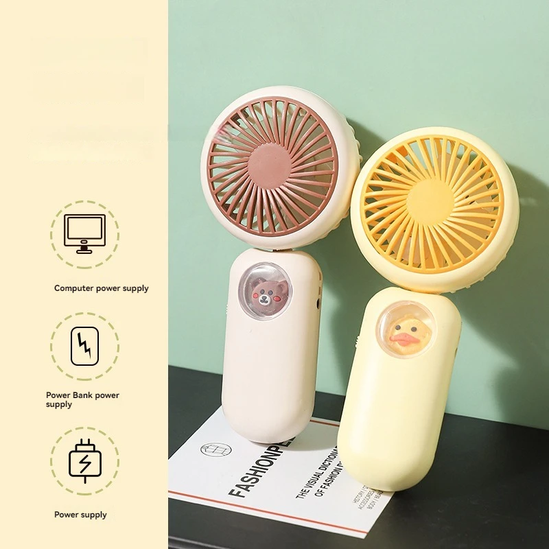 مروحة صغيرة محمولة باليد برقبة رقبة للحيوانات الأليفة ، قابلة لإعادة الشحن ، محمولة باليد ، لطيفة ، قابلة للطي والمدمجة ، تحمل العصا ، لطيفة