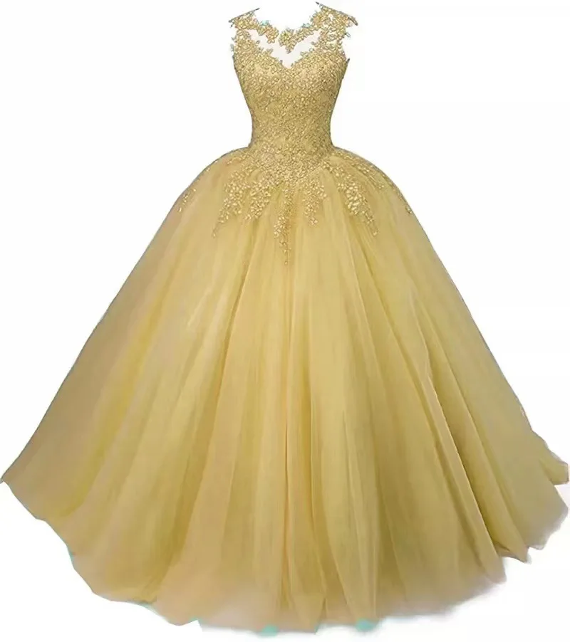 Elegant Ball Gowns Vintage Quinceanera Dresses Appliques Tulle Lace Prom Party Gowns Formal Graduation Dress Vestido