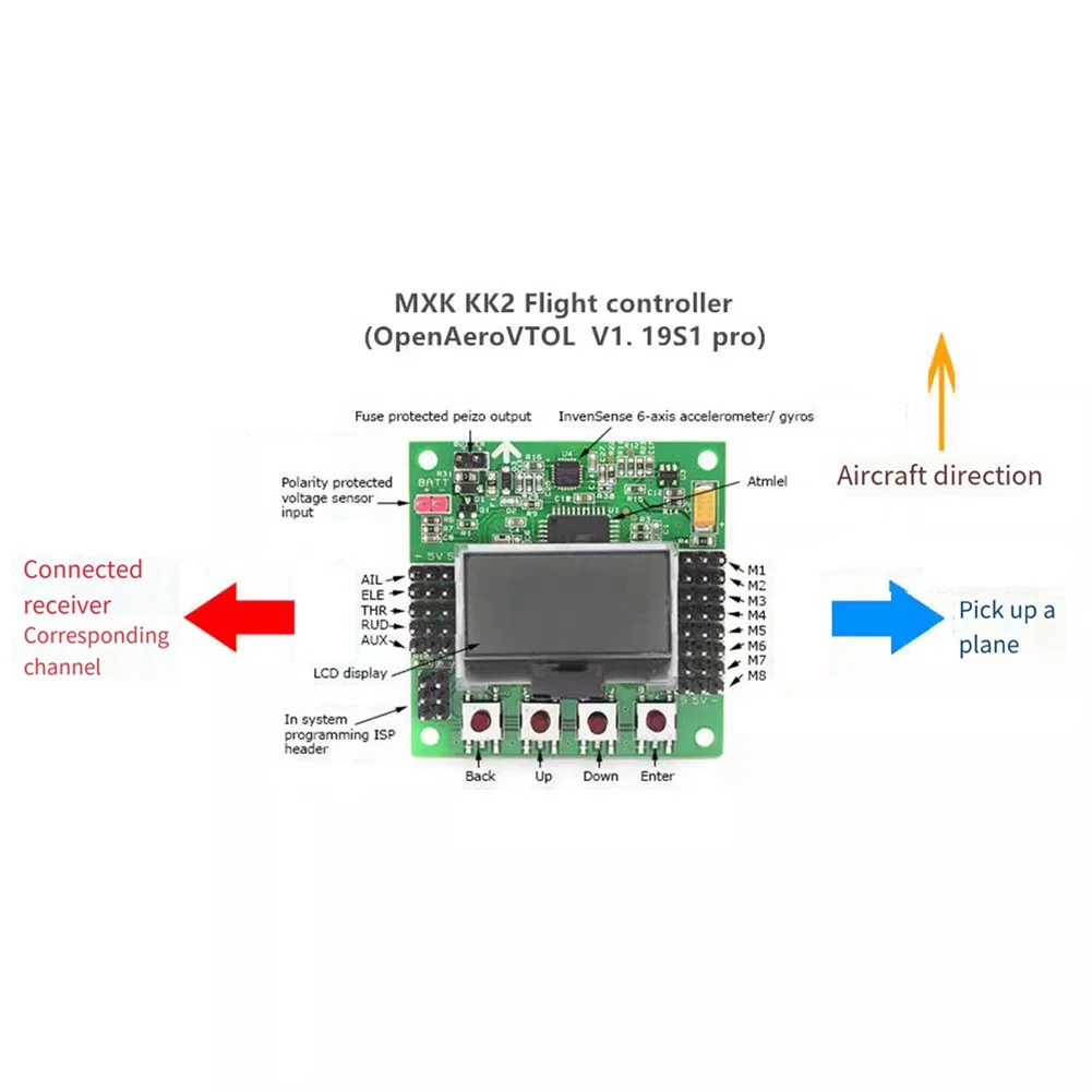 Carte contrôleur de vol LCD multirotor, OpenAeroVTOL V1.6, quadrirotor KK2 6050 MPU pour importateur RC de course FPV, KK 2.1.5