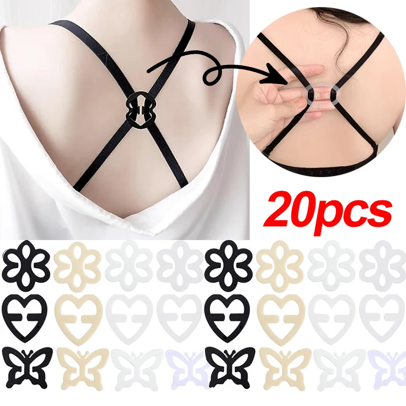 1/20pcs Women\'s Bra Strap Buckles Adjustable Invisible Shadow Shaped Bra Shoulder Straps Pins Non-slip Lingerie Underwear Clips