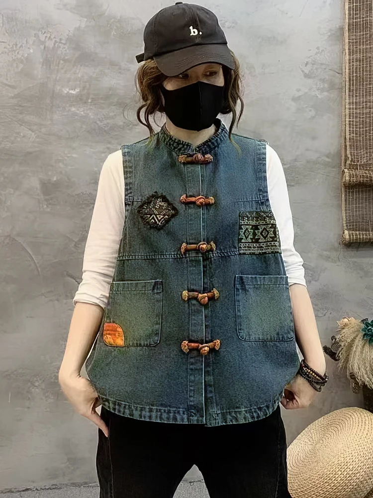 Max LuLu-Gilets en denim pour femmes, gilets classiques décontractés, vêtements vintage, mode chinoise, automne, 2024