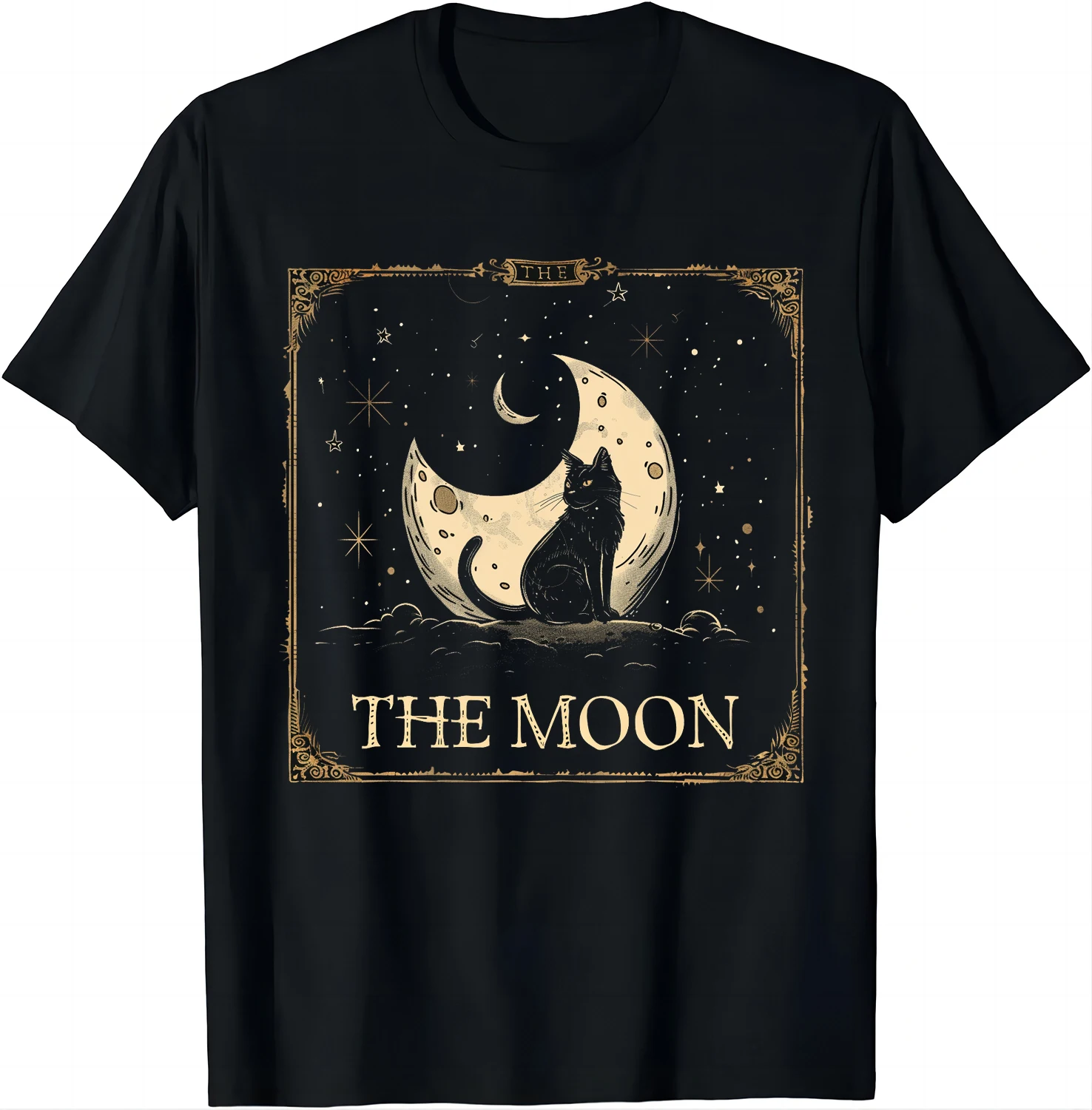 Tarot Card Crescent Moon Black - Mens Fashion Black Shirt ulasan dan harga