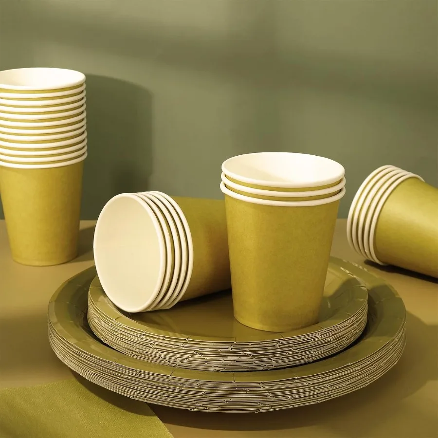 100Pcs Gold Tableware Set for Wedding Birthday Bride Shower and Party Supplies Disposable Dinnerware with 50Pcs Paper Plates 25